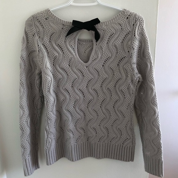 It’s Our Time Grey Knit Sweater with Bow - Picture 3 of 10